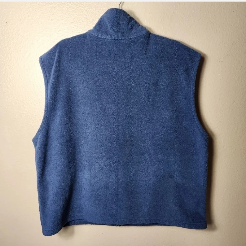 Columbia Mens Navy Fleece Full Zip Collared Vest w/ Zipper Pockets-Size XL